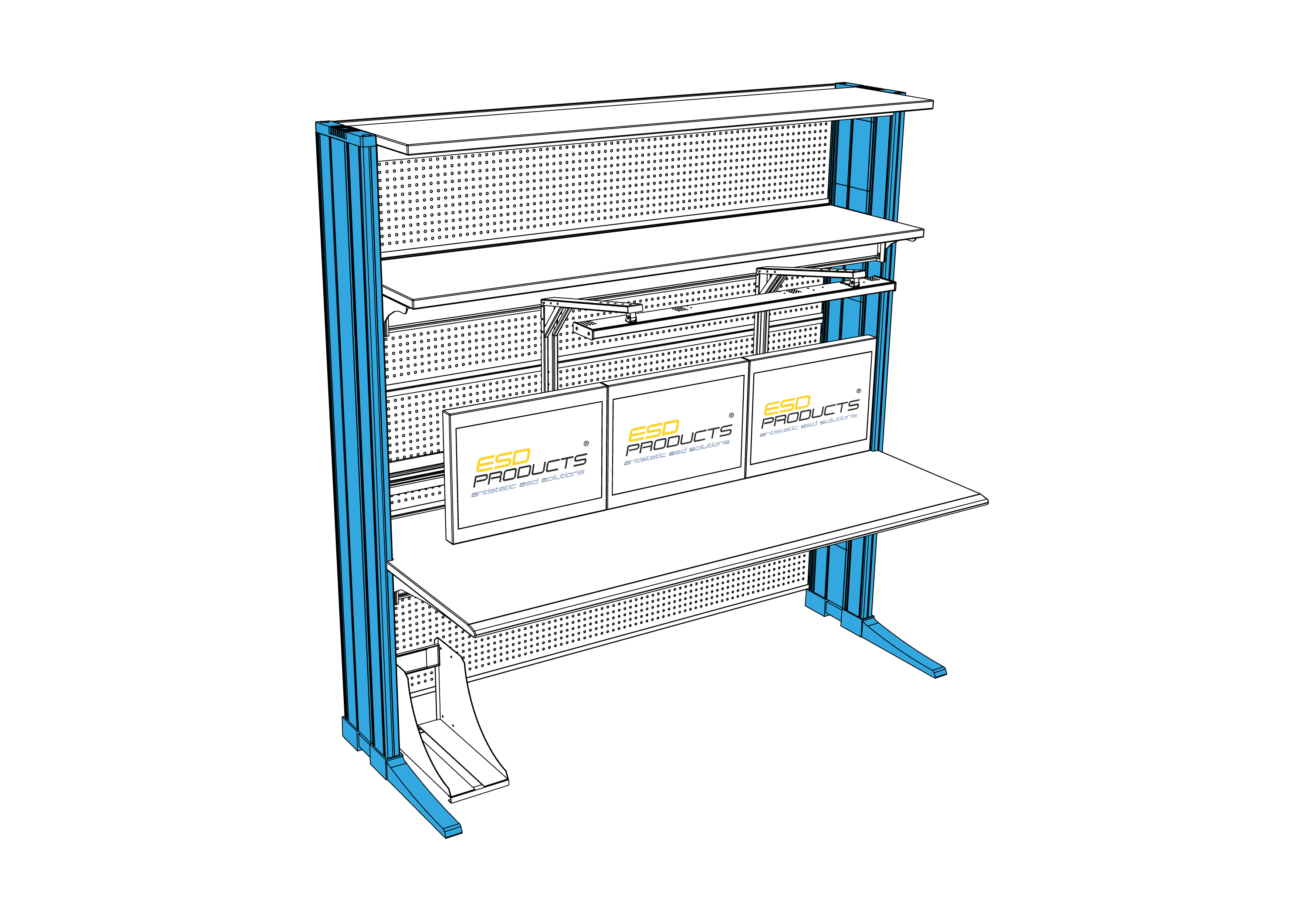 AES ESD Side Legs for ESD Workstations 3-level config AES Oscar el.eng p.46 3